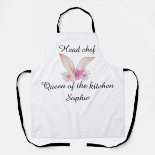 Personalized mom easter bunny headachef apron