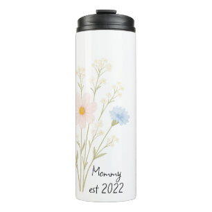 Personalized Mom Est. Thermal Tumbler with flowers