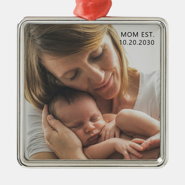 Personalized Mom Established Metal Ornament (Front)