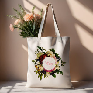 Personalized "Mom" Floral Bouquet Gift Tote Bag