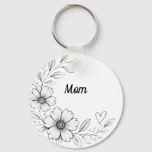 Personalized Mom Floral Charm Keychain