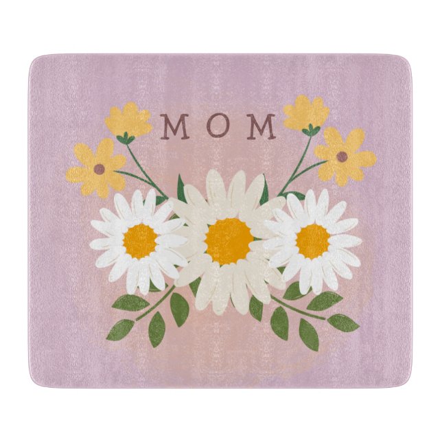 Personalized Mom Glass Cutting Board Mothers Day (Front)