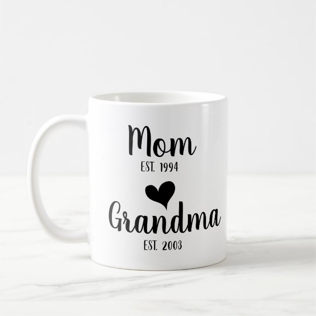 Personalized Mom, Grandma, First Time Grandma Coffee Mug (Left)