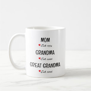 Personalized Mom Grandma Great Grandma EST Year Coffee Mug