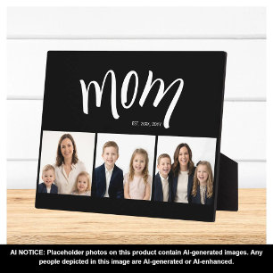 Personalized Mom Kids 3 Photo Collage Mom Est Year Plaque