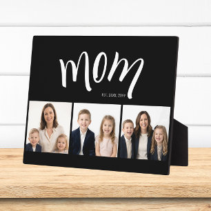 Personalized Mom Kids 3 Photo Collage Mom Est Year Plaque