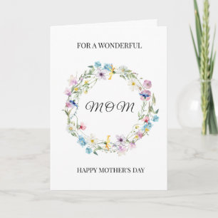 Personalized Mom Mother's Day Floral Wreath  Card