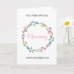 Personalized Mom Mother's Day Floral Wreath  Card