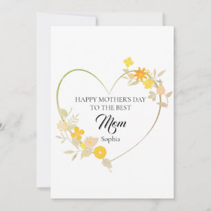 Personalized Mom Name Mother’s Day Floral Heart Card