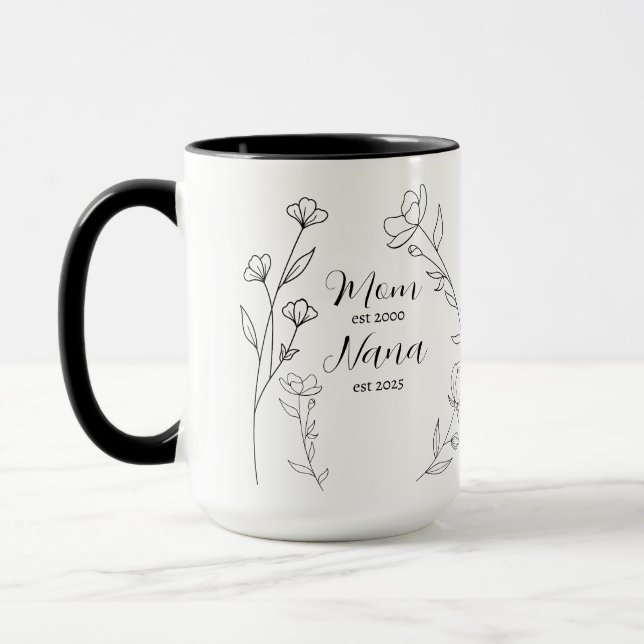Personalized Mom Nana est year wildflower Mug (Left)