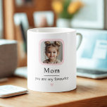 Personalized Mom Photo Mug | You Are My Favourite<br><div class="desc">Make Mom's day with this adorable personalized photo mug featuring her child’s picture and the heartfelt message: “Mom – you are my favourite.” A perfect gift for Mother’s Day, her birthday, or just because. This elegant design includes a soft pink frame around your photo and a pastel heart accent for...</div>