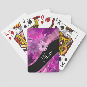Personalized mom pink floral playing cards