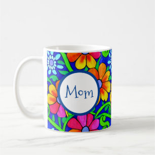 Personalized Mom Pretty Colourful Floral Coffee Mug