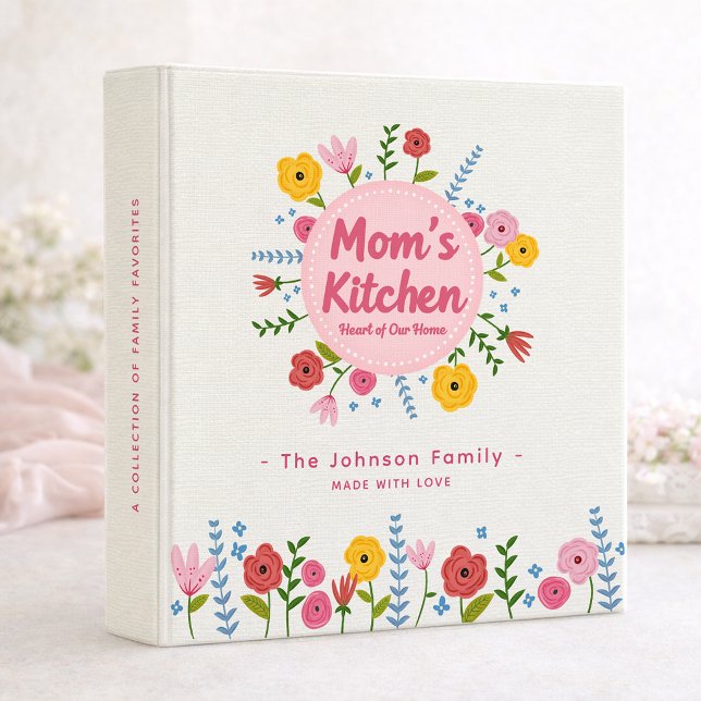 Personalized Mom Recipe Binder Floral Keepsake (Mom's Kitchen Gift Idea)