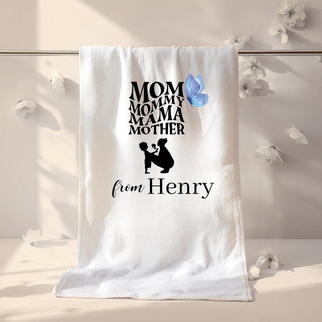 Personalized Mom Typography Bath Towel (Créateur téléchargé)