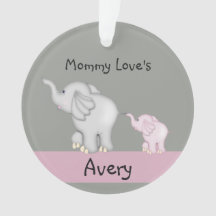 Personalized Mommy And Baby Elephant Ornament