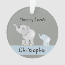 Personalized Mommy And Baby Elephant Ornament