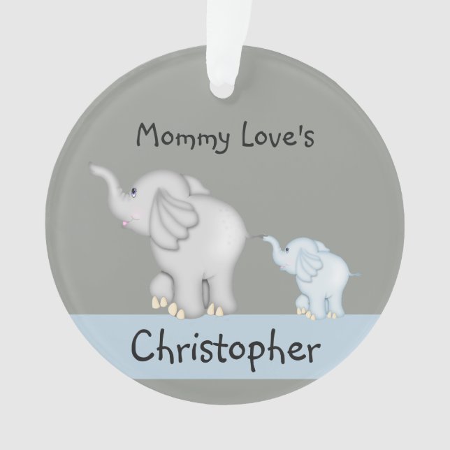 Personalized Mommy And Baby Elephant Ornament (Front)