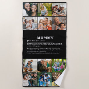 Personalized Mommy Definition 12 Photo Collage Beach Towel