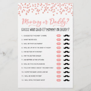 Personalized Mommy or Daddy Baby Shower party game