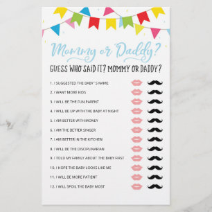 Personalized Mommy or Daddy Baby Shower party game