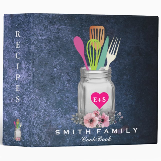 Personalized Mom's Family Recipe Cookbook 3 Ring B Binder (Front/Spine)