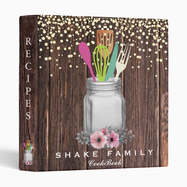 Personalized Mom's Family Recipe Cookbook 3 Ring B Binder (Front/Spine)