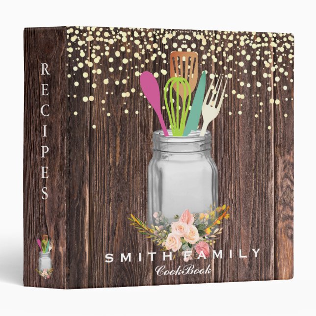 Personalized Mom's Family Recipe Cookbook 3 Ring B Binder (Front/Spine)