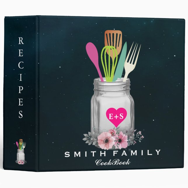 Personalized Mom's Family Recipe Cookbook 3 Ring B Binder (Front/Spine)