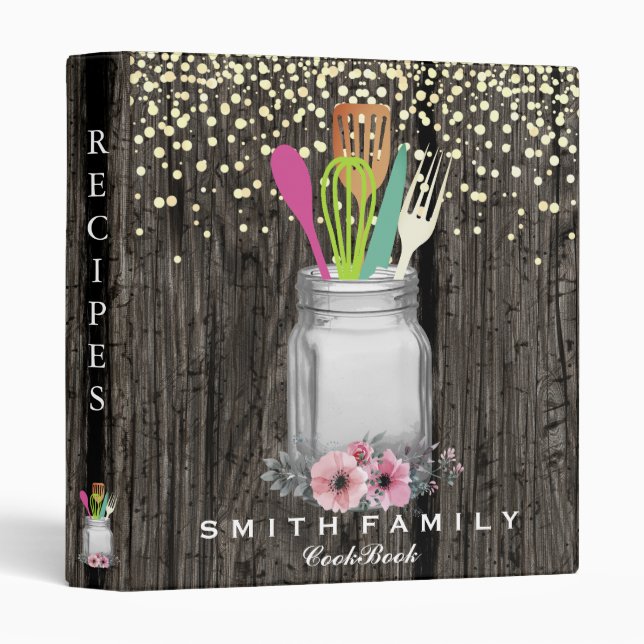 Personalized Mom's Family Recipe Cookbook 3 Ring B Binder (Front/Spine)