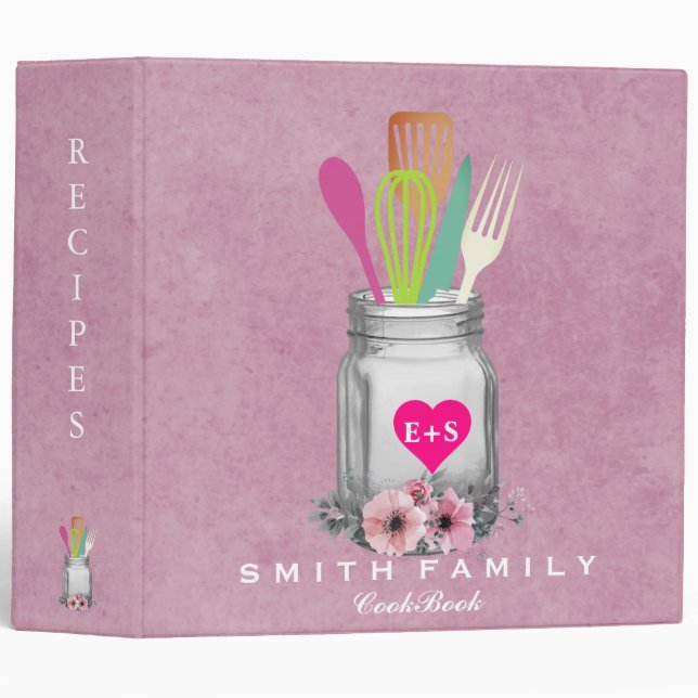 Personalized Mom's Family Recipe Cookbook 3 Ring B Binder (Front/Spine)
