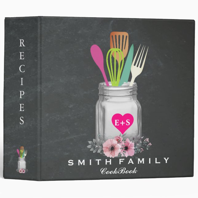 Personalized Mom's Family Recipe Cookbook 3 Ring B Binder (Front/Spine)