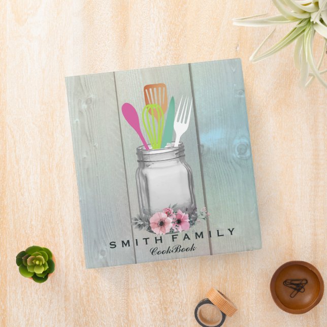 Personalized Mom's Family Recipe Cookbook 3 Ring B Binder (In Situ)