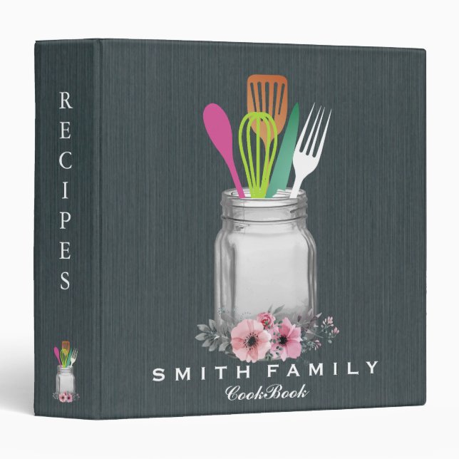 Personalized Mom's Family Recipe Cookbook 3 Ring B Binder (Front/Spine)