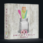 Personalized Mom's Family Recipe Cookbook 3 Ring B Binder<br><div class="desc">This is beautiful personalized recipe book full of favourite dishes, organized into one beautiful binder. Personalized with your text on the front, and featuring an original illustration of a white fork, knife, and spoon surrounded by a curly swirly border on a burlap looking background. Kitchen tools Recipe binder would be...</div>