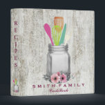 Personalized Mom's Family Recipe Cookbook 3 Ring B Binder<br><div class="desc">This is beautiful personalized recipe book full of favourite dishes, organized into one beautiful binder. Personalized with your text on the front, and featuring an original illustration of a white fork, knife, and spoon surrounded by a curly swirly border on a burlap looking background. Kitchen tools Recipe binder would be...</div>