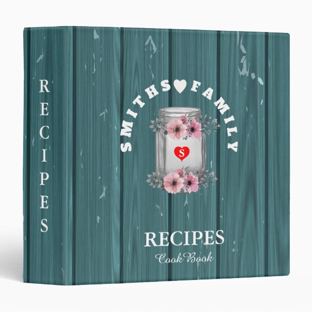Personalized Mom's Family Recipe Cookbook 3 Ring B Binder (Front/Spine)
