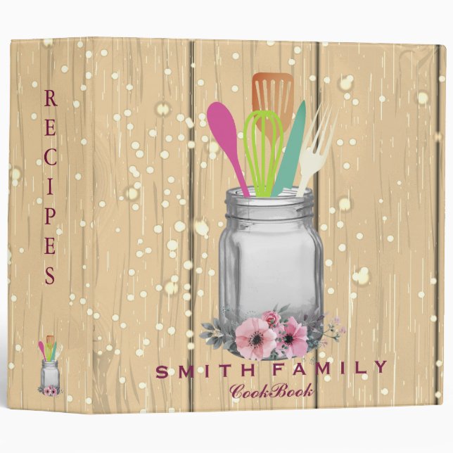 Personalized Mom's Family Recipe Cookbook Binder (Front/Spine)