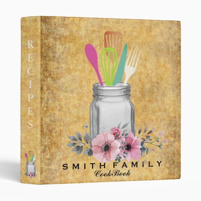 Personalized Mom's Family Recipe Cookbook Binder (Front/Spine)