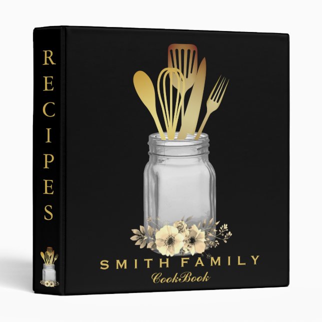 Personalized Mom's Family Recipe Cookbook  Binder (Front/Spine)