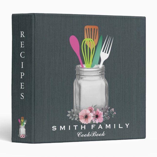 Personalized Mom's Family Recipe Cookbook  Binder (Front/Spine)