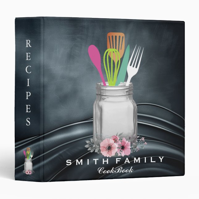 Personalized Mom's Family Recipe Cookbook  Binder (Front/Spine)