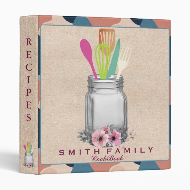 Personalized Mom's Family Recipe Cookbook Binder (Front/Spine)