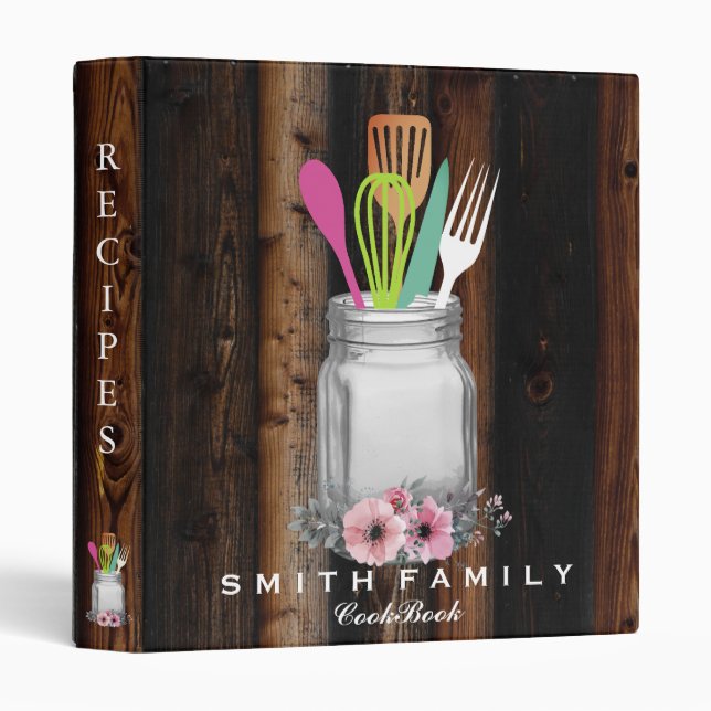 Personalized Mom's Family Recipe Cookbook  Binder (Front/Spine)