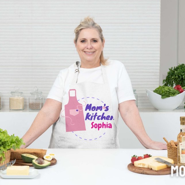 Personalized "Mom's Kitchen" Classic Minimalist Apron (Creator Uploaded)