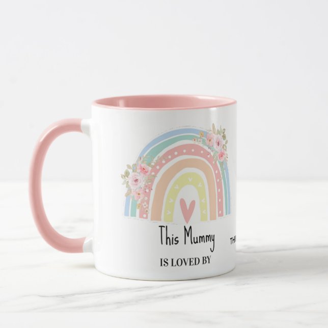 Personalized Mom's Rainbow & Floral Name Mug (Left)