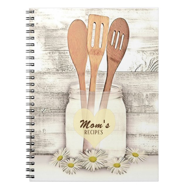 Personalized Moms Recipe Cookbook Notebook (Front)