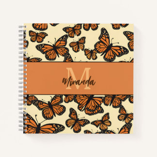 Personalized Monarch Butterfly Monogram Sketchbook Notebook