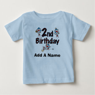 Personalized Monkey Baseball 2nd Birthday Tshirt