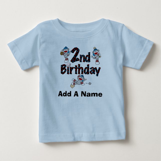 Personalized Monkey Baseball 2nd Birthday Tshirt (Front)